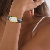 Classic | Black Croc Leather Watch Band | Gold