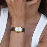 Classic | Espresso Croc Leather Watch Band | Gold