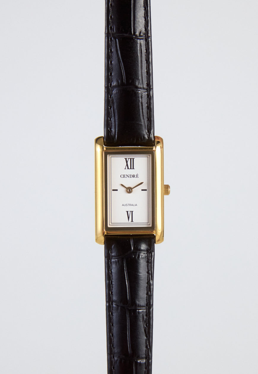 Kelly Watch | White | Black Croc