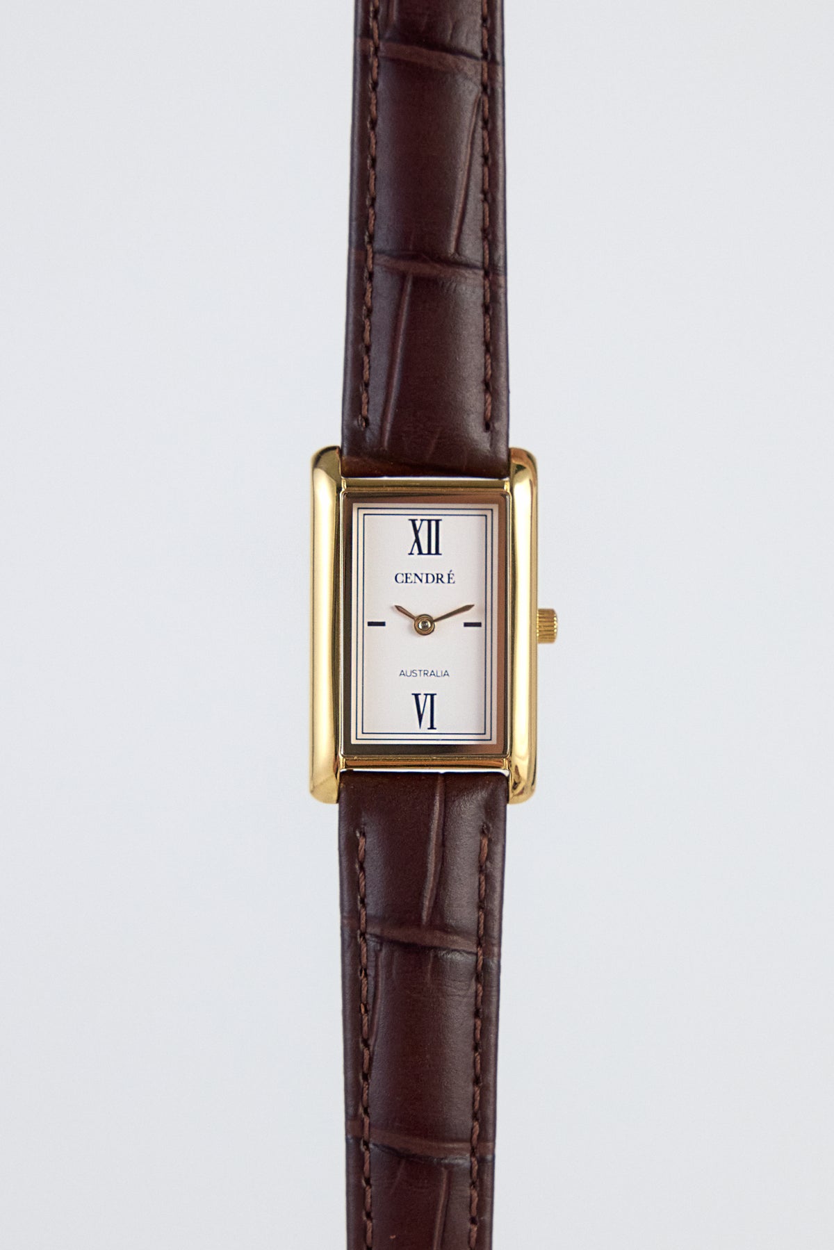 Classic | Espresso Croc Leather Watch Band | Gold