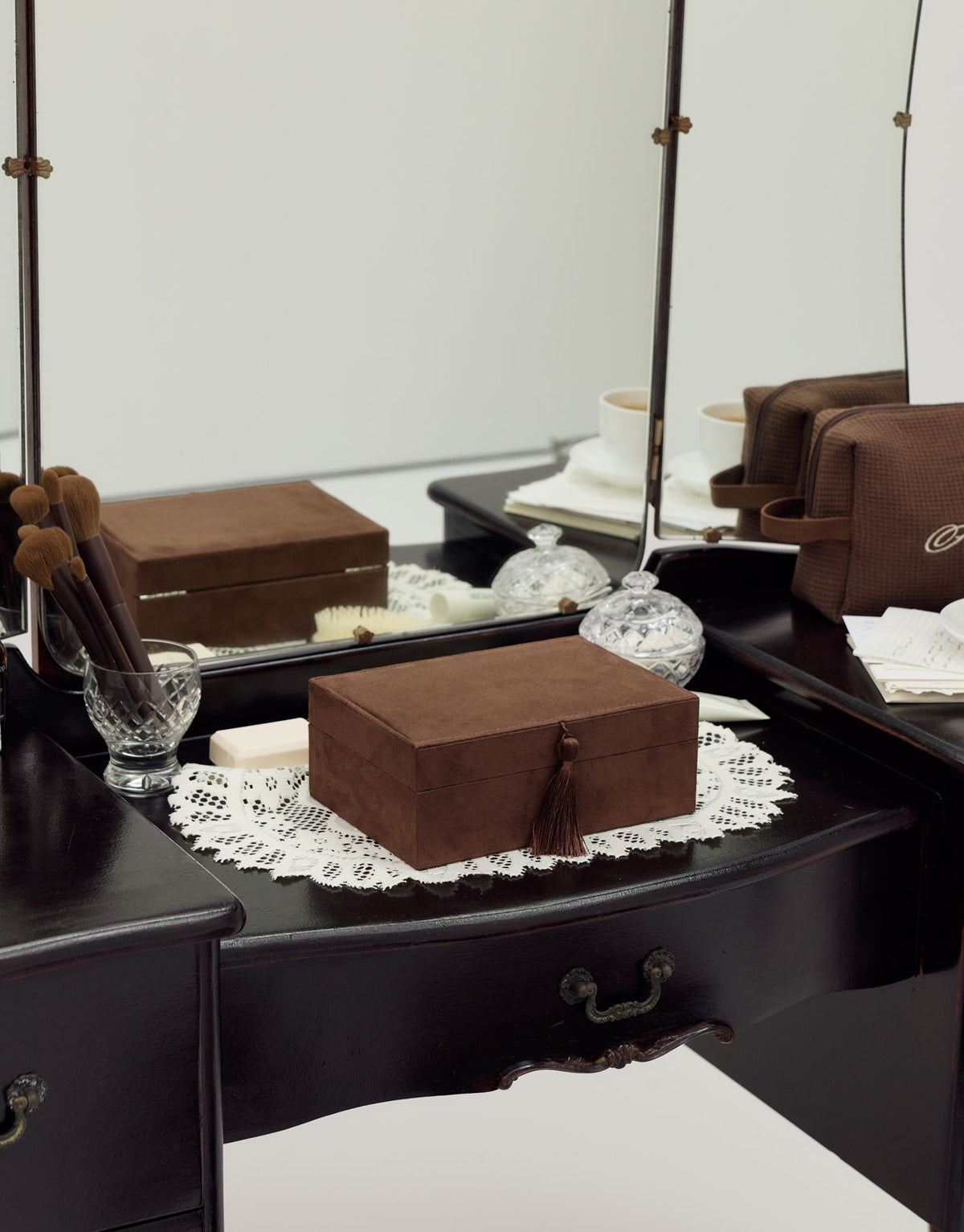 Margot Jewellery Box | Chocolate Suede