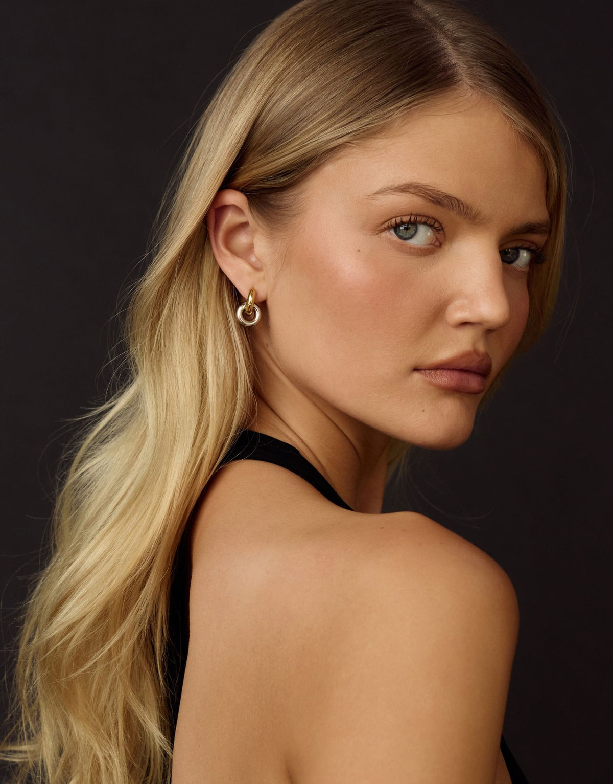 Hailey Huggie Earrings | Two Tone