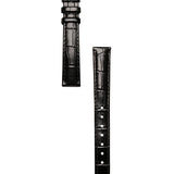 Classic | Black Croc Leather Watch Band | Silver