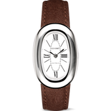 Bridgette Watch | Silver | Chocolate Suede