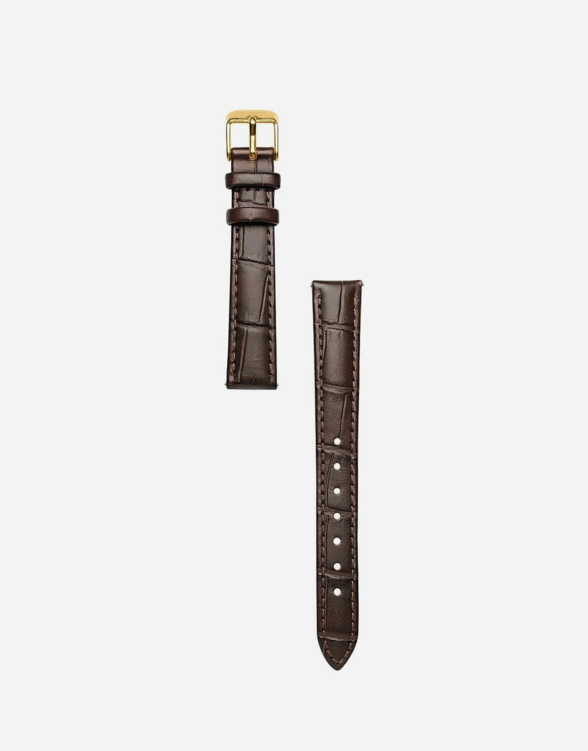 Classic | Espresso Croc Leather Watch Band | Gold