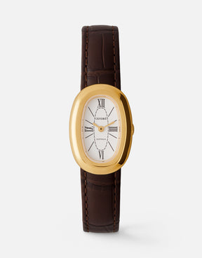Bridgette Watch | White | Espresso Croc