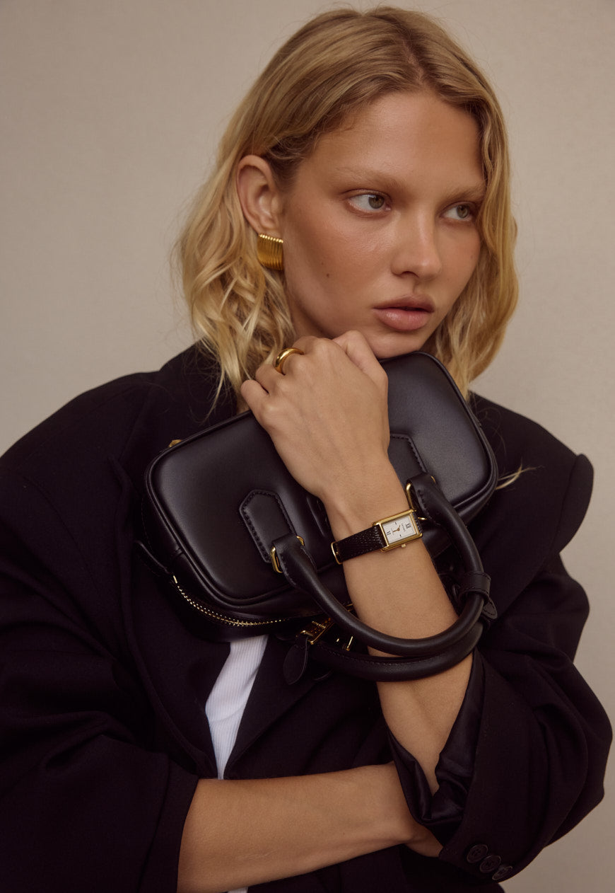 Kelly Watch | White | Black Python