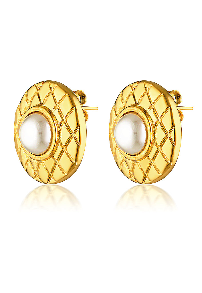 Marni Pearl Stud Earrings | Gold