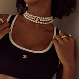 Soiree Freshwater Pearl Choker Necklace | Gold