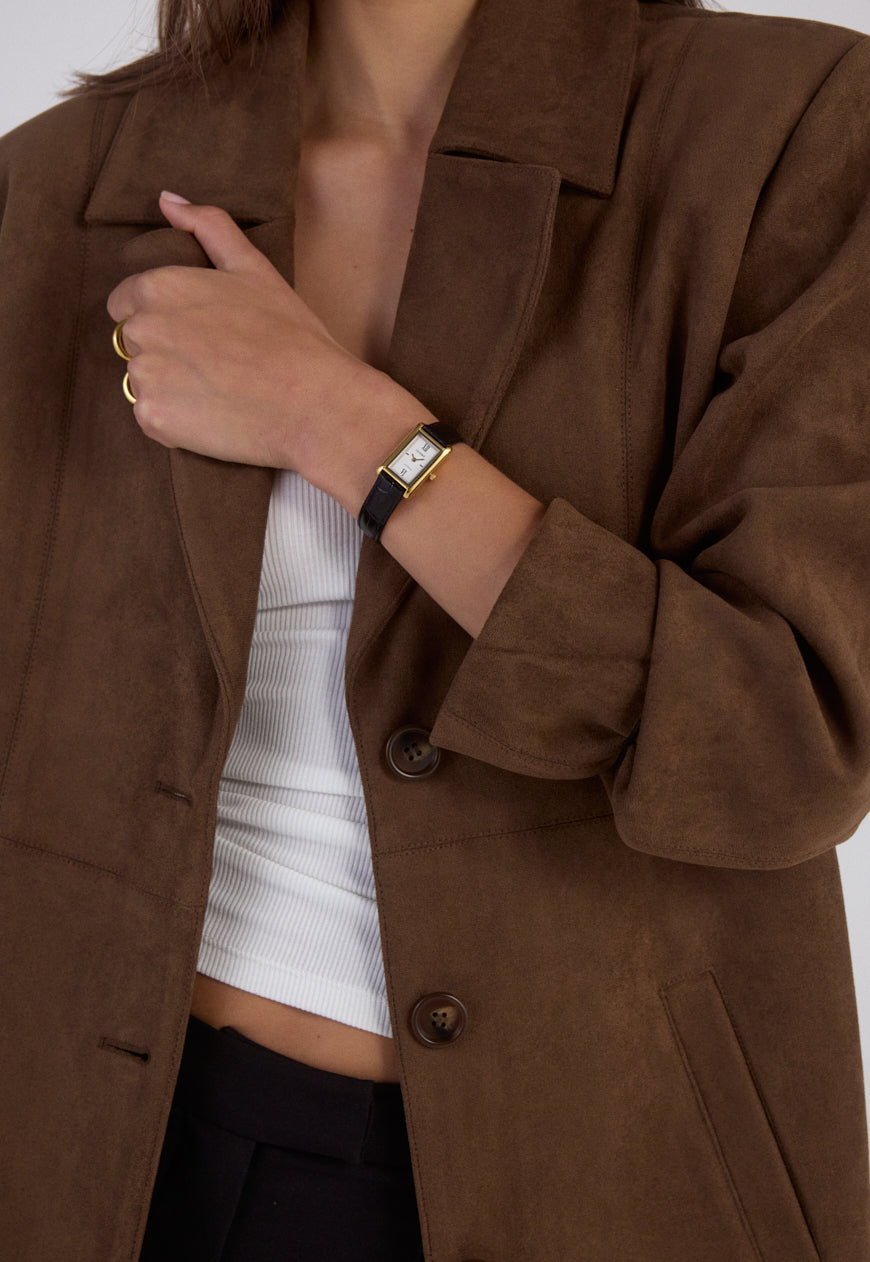 Kelly Watch | White | Black Croc