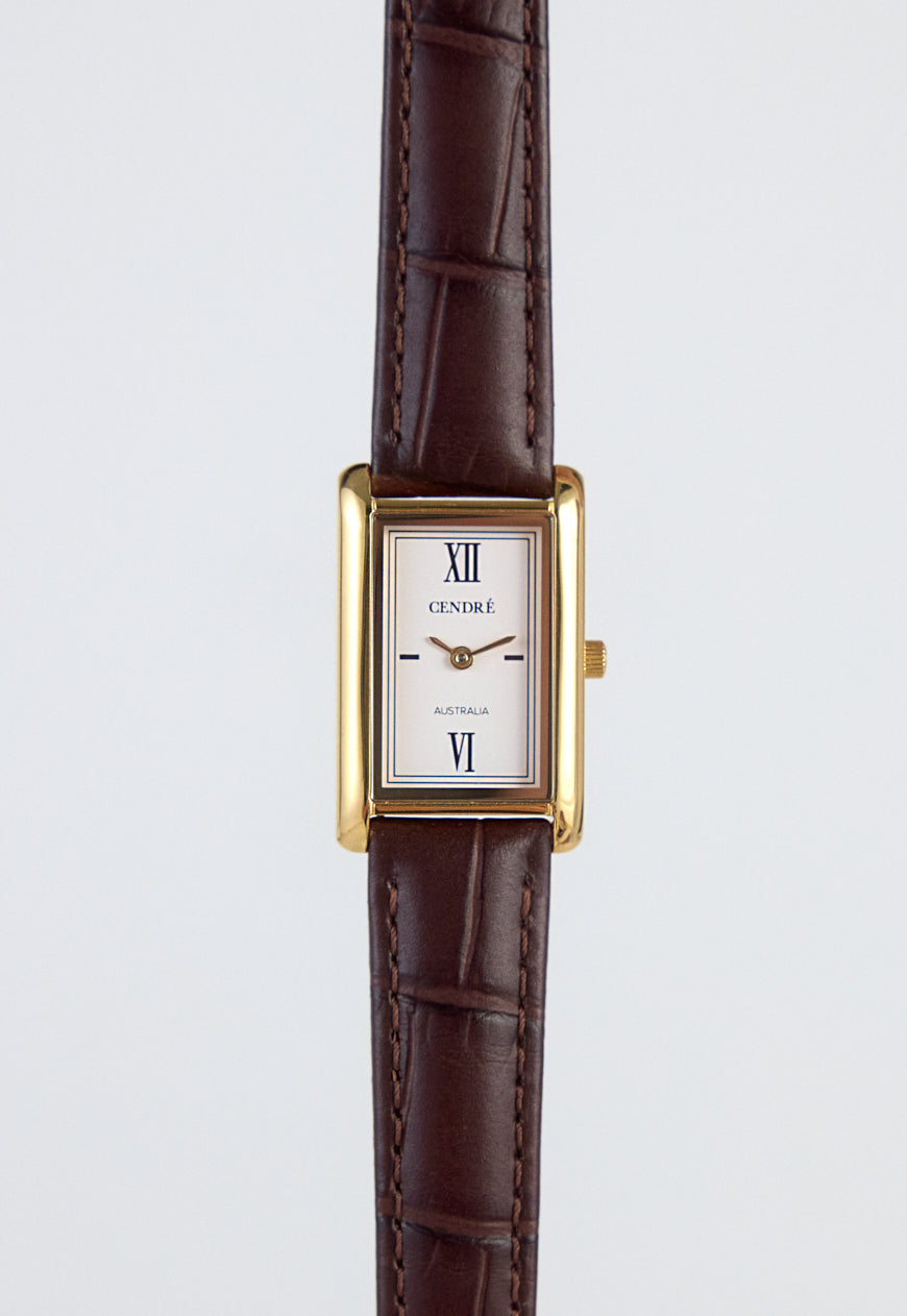 Kelly Watch | White | Espresso Croc