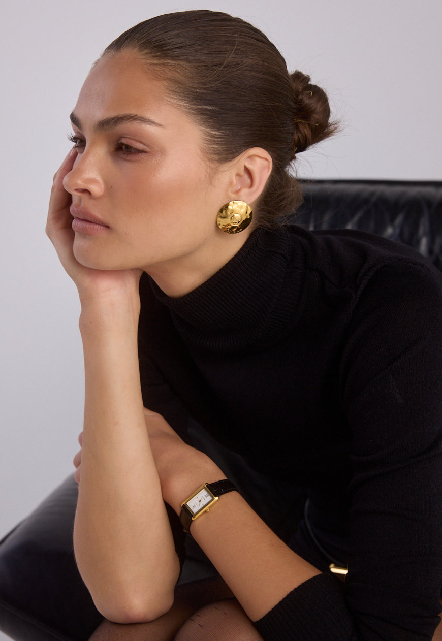 Kelly Watch | White | Black Croc