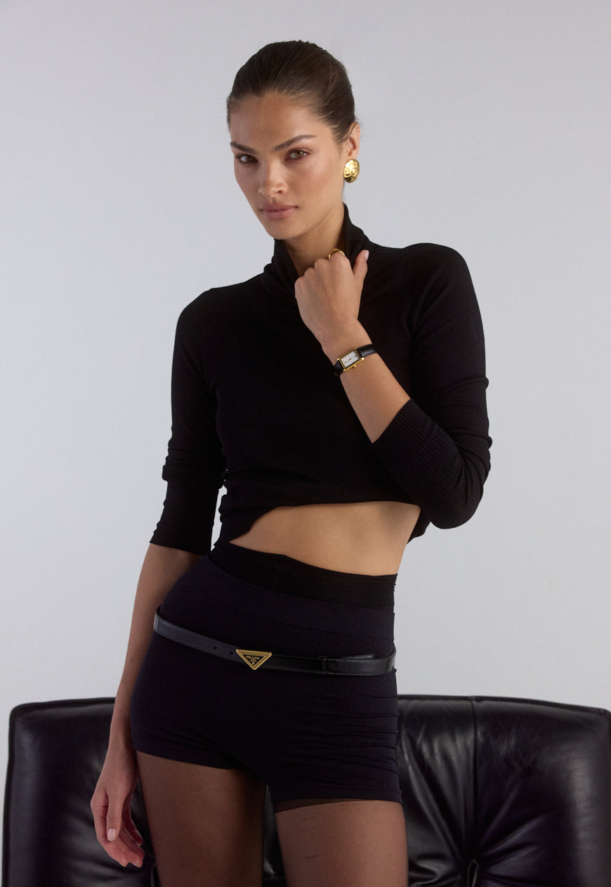 Kelly Watch | White | Black Croc