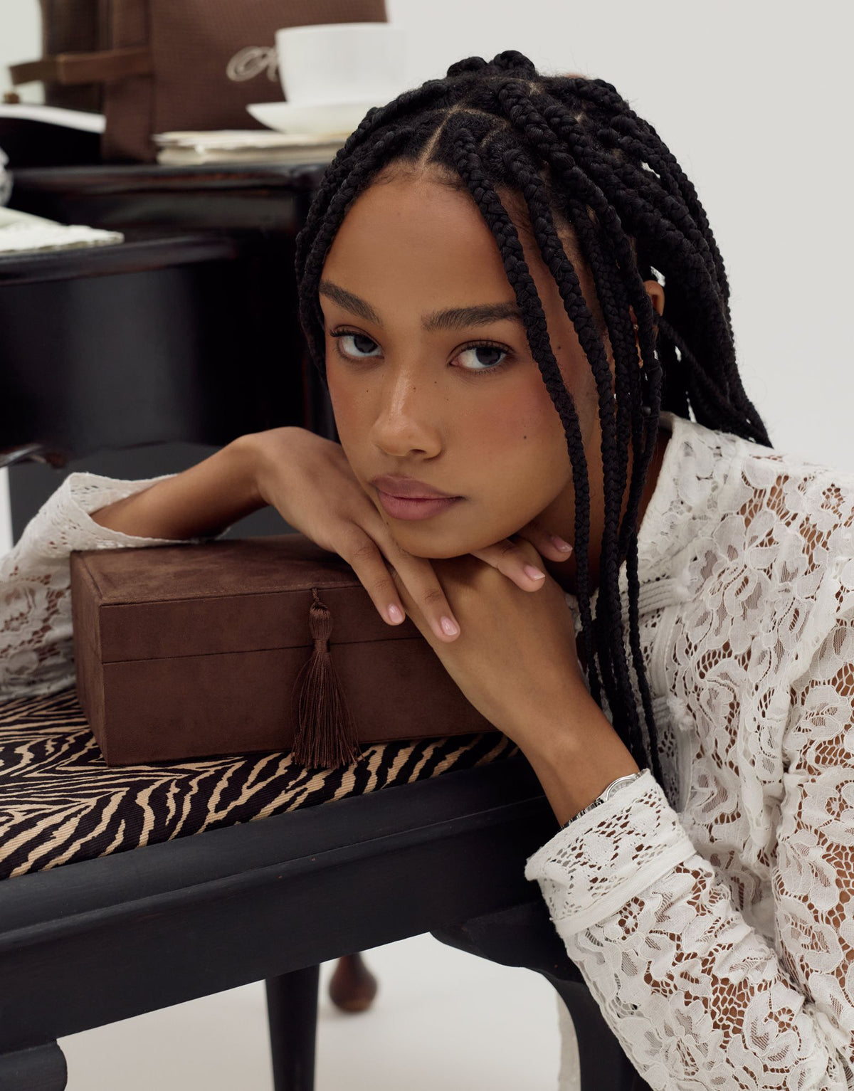 Margot Jewellery Box | Chocolate Suede