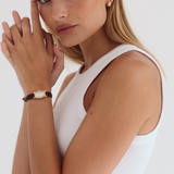 Emmeline Watch | White | Espresso Croc