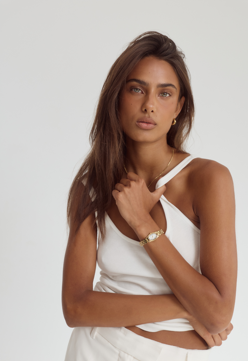 Emmeline Watch | White | 14K Gold