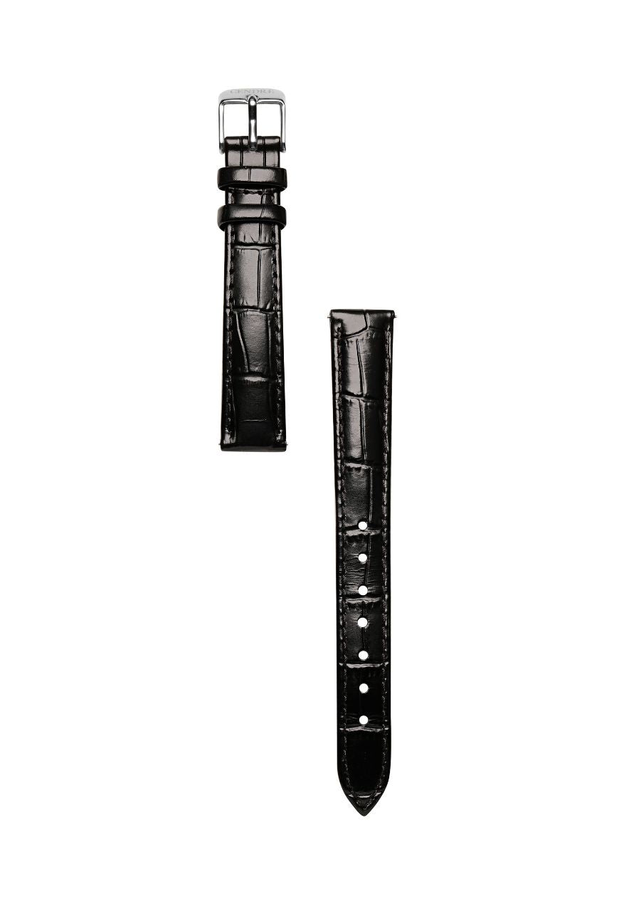 Classic | Black Croc Leather Watch Band | Silver
