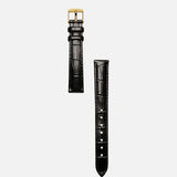 Classic | Black Croc Leather Watch Band | Gold