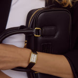 Classic | Black Python Leather Watch Band | Gold