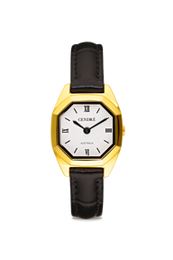 Kensington Watch | White | Black Croc