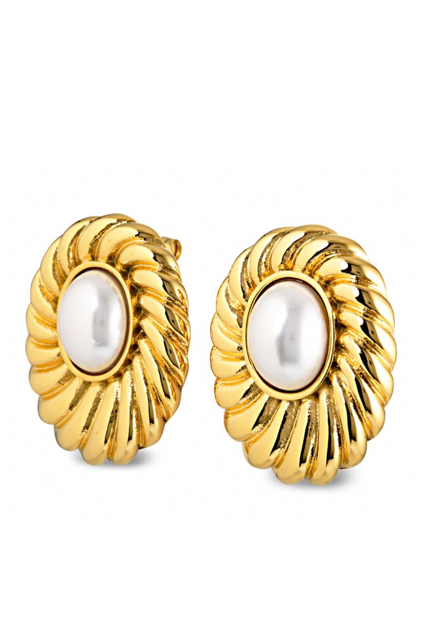 Emilia Pearl Earrings | Gold