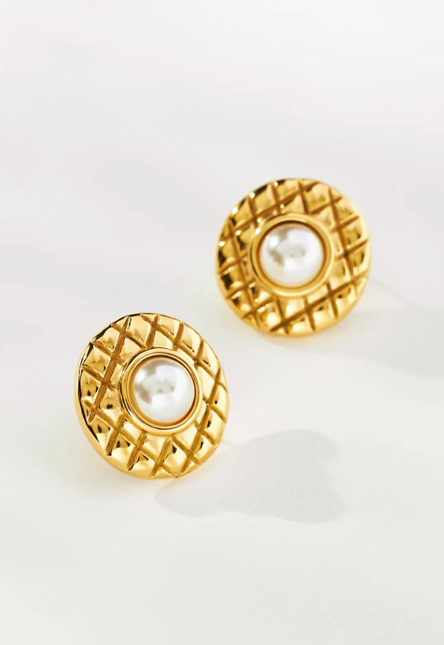 Marni Pearl Stud Earrings | Gold