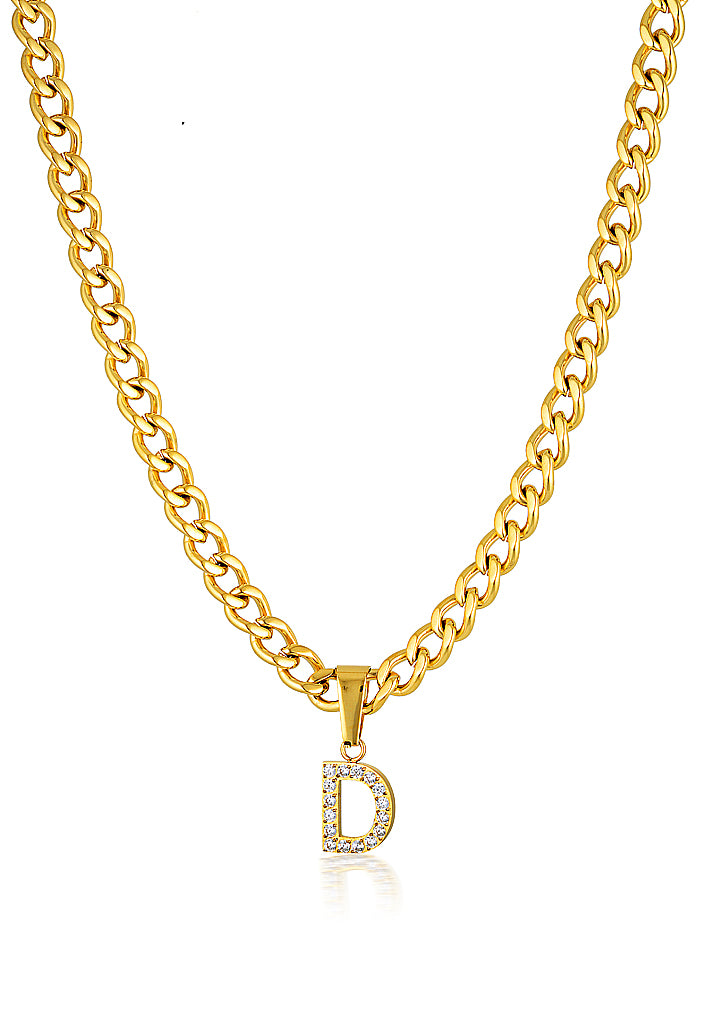 Tres Initial Chain Necklace | Gold